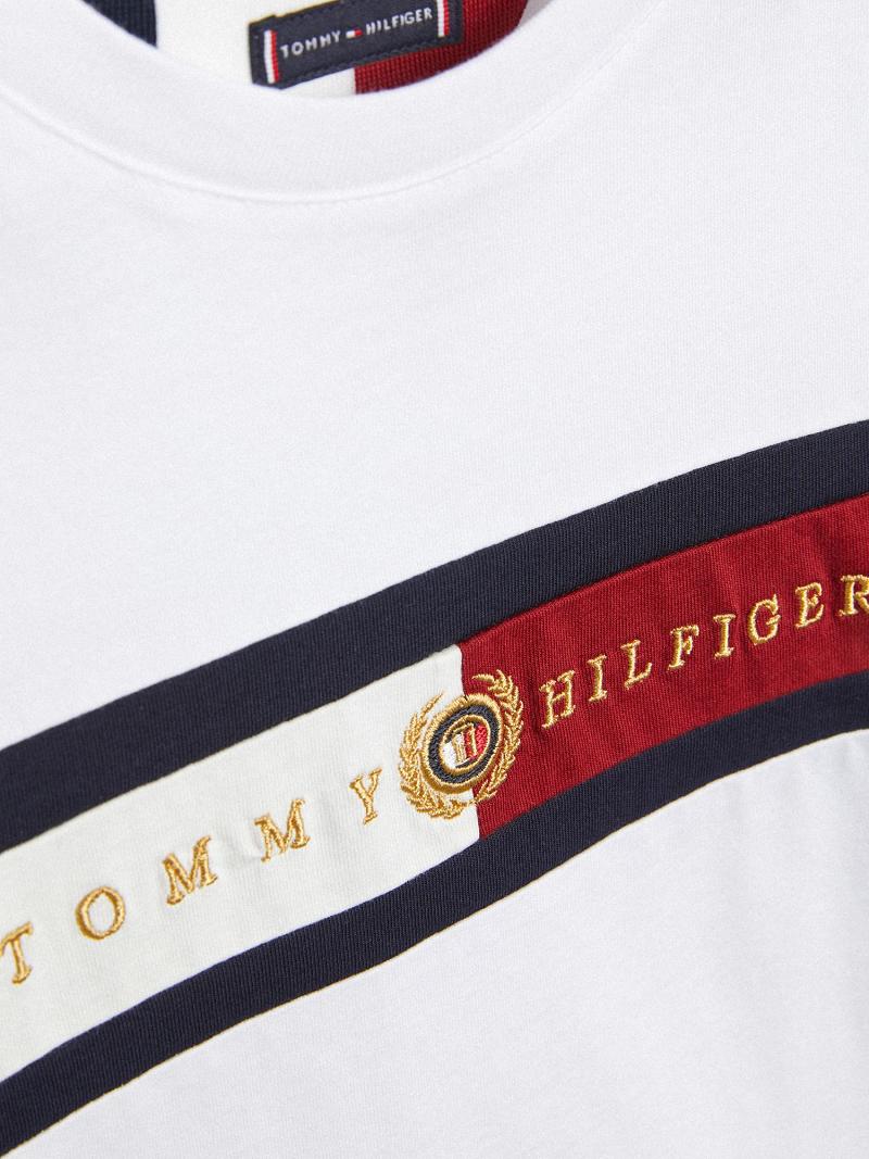 Fiú Tommy Hilfiger Crested Póló Fehér | HU 2253WNB